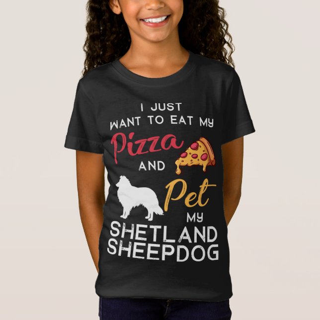 Shetland Sheepdog Dog Pizza lover owner Xmas Birth T-Shirt (Front)
