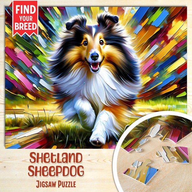 Shetland Sheepdog Dog Portrait Acrylic Art Print Jigsaw Puzzle (Creator Uploaded)