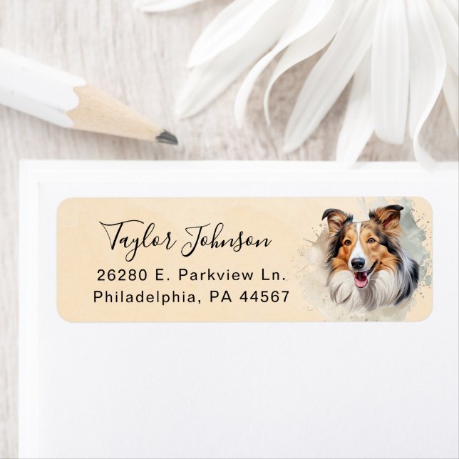 Shetland Sheepdog Dog Return Address Label (Insitu)
