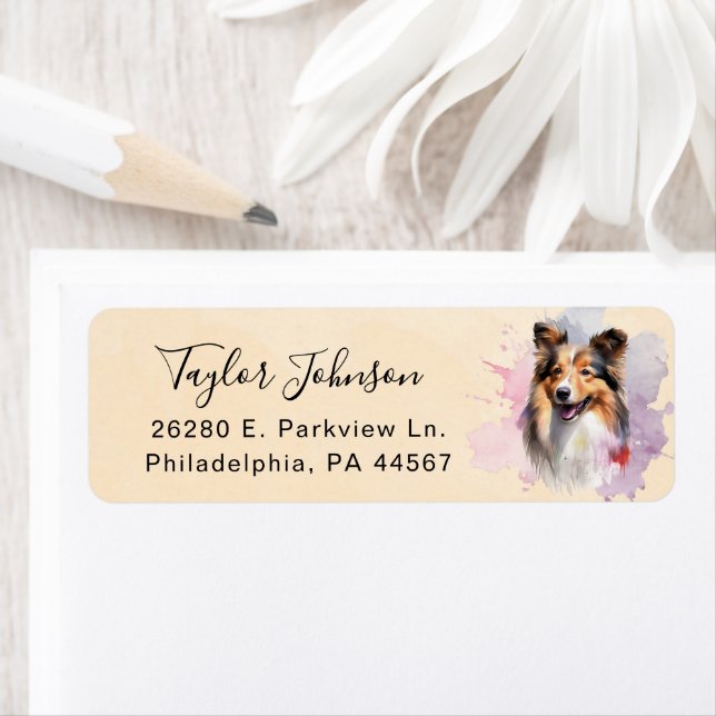 Shetland Sheepdog Dog Return Address Label (Insitu)