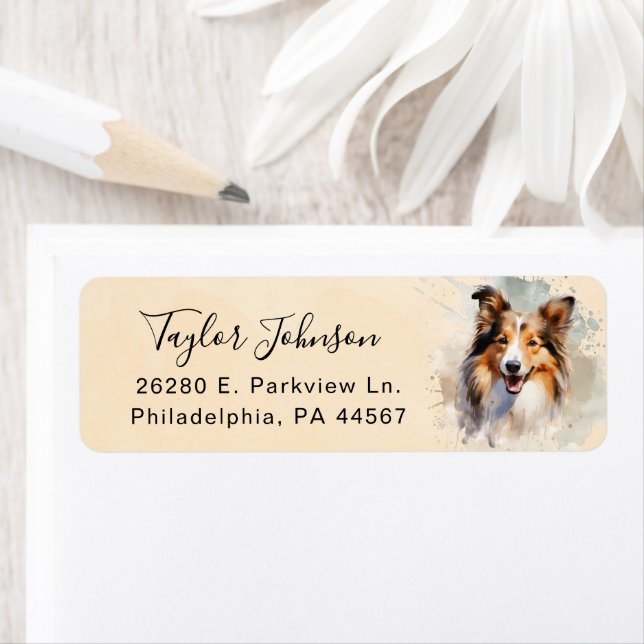Shetland Sheepdog Dog Return Address Label (Insitu)