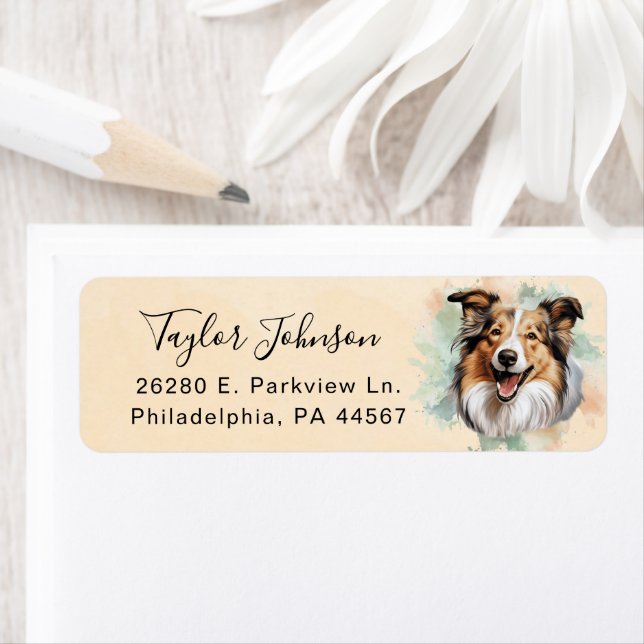 Shetland Sheepdog Dog Return Address Label (Insitu)
