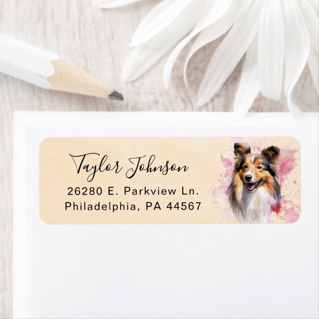 Shetland Sheepdog Dog Return Address Label (Insitu)