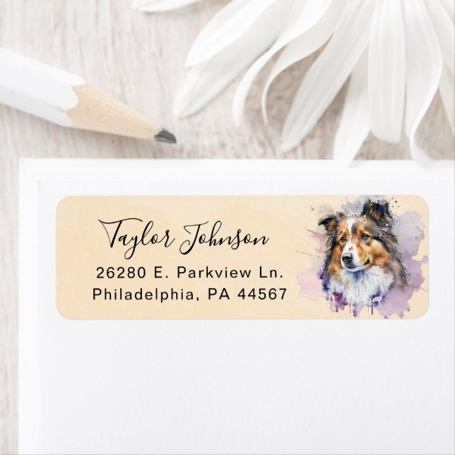 Shetland Sheepdog Dog Return Address Label (Insitu)