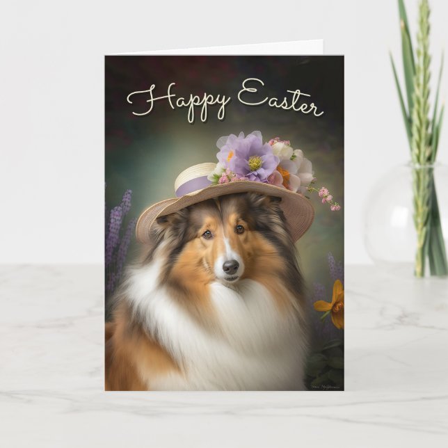Shetland Sheepdog Easter Card (Front)
