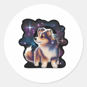 Shetland sheepdog galaxy classic round sticker
