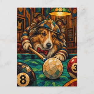 Shetland Sheepdog, Geometric Mosaic Postcard