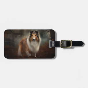 Shetland Sheepdog Halloween Scary Luggage Tag