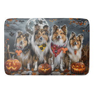 Shetland Sheepdog Halloween Spooky Bath Mat
