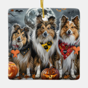 Shetland Sheepdog Halloween Spooky  Ceramic Ornament
