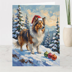 Shetland Sheepdog Herding Christmas Ornaments Hat Card