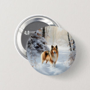 Shetland Sheepdog Let It Snow Christmas 6 Cm Round Badge