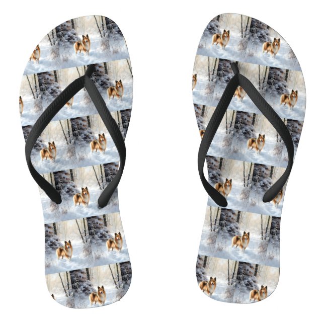 Shetland Sheepdog Let It Snow Christmas Jandals (Footbed)