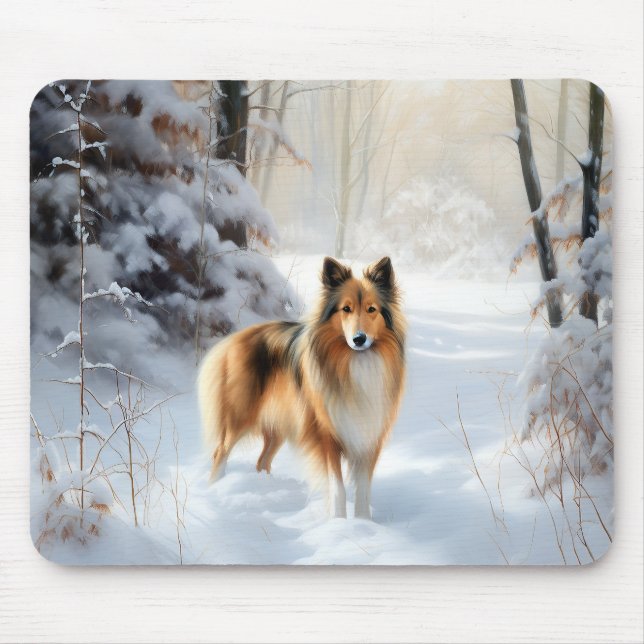 Shetland Sheepdog Let It Snow Christmas Mouse Pad (Front)