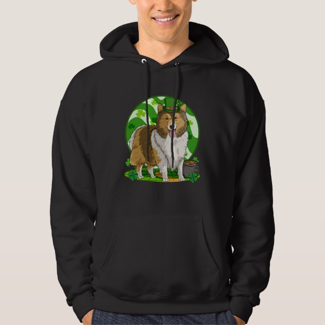 Shetland Sheepdog Lucky Leprechaun Dog St Patricks Hoodie (Front)