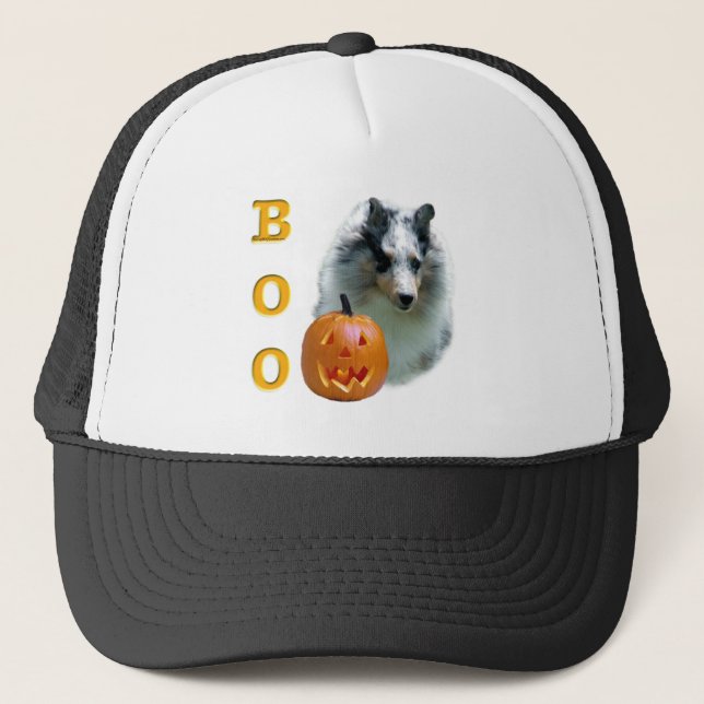 Shetland Sheepdog (merle) Boo Trucker Hat (Front)