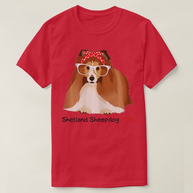Shetland Sheepdog Mum Bandanna Womens Sheltie Dog  T-Shirt (Design Front)