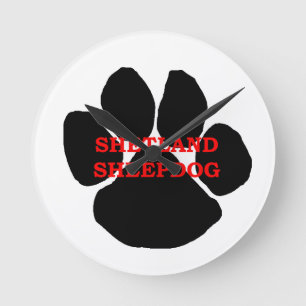 Shetland Sheepdog Name Paw Round Clock