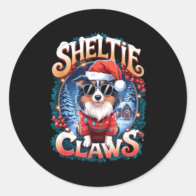 Shetland Sheepdog Owner Costume Sheltie Claws Chri Classic Round Sticker (Front)