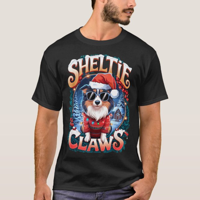 Shetland Sheepdog Owner Costume Sheltie Claws Chri T-Shirt (Front)