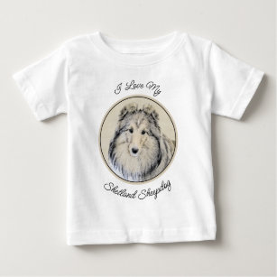 Shetland Sheepdog Painting - Cute Original Dog Art Baby T-Shirt