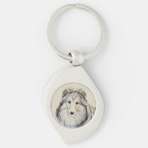 Shetland Sheepdog Painting - Cute Original Dog Art Key Ring