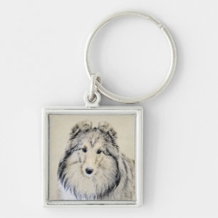 Shetland Sheepdog Painting - Cute Original Dog Art Key Ring