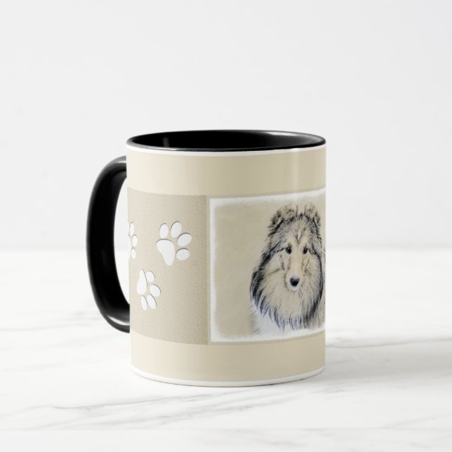 Shetland Sheepdog Painting - Cute Original Dog Art Mug (Front Left)