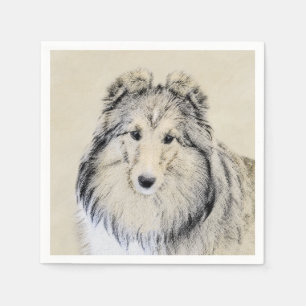 Shetland Sheepdog Painting - Cute Original Dog Art Napkin