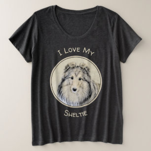 Shetland Sheepdog Painting - Cute Original Dog Art Plus Size T-Shirt