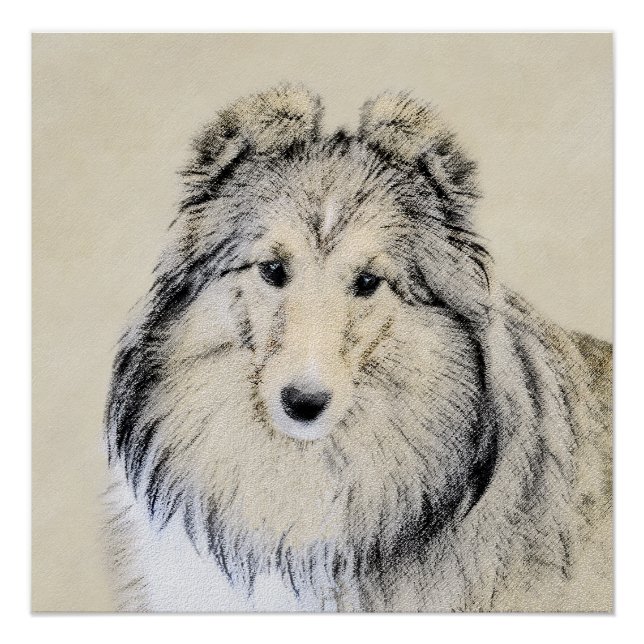 Shetland Sheepdog Painting - Cute Original Dog Art Poster (Front)