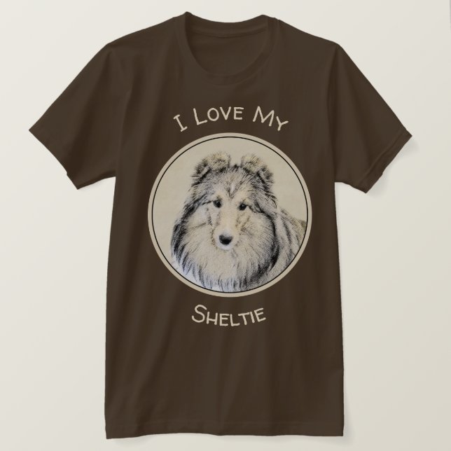Shetland Sheepdog Painting - Cute Original Dog Art T-Shirt (Design Front)
