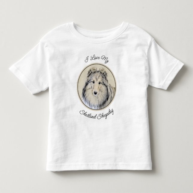 Shetland Sheepdog Painting - Cute Original Dog Art Toddler T-Shirt (Front)
