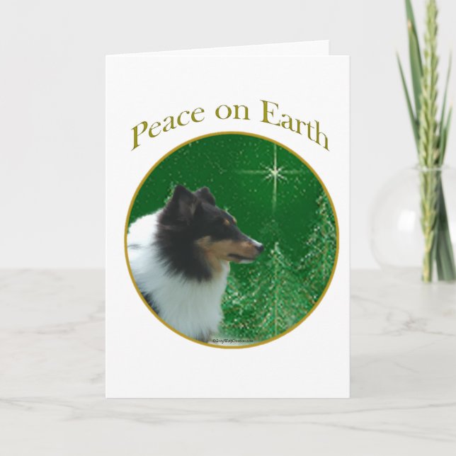 Shetland Sheepdog Peace Holiday Card (Front)