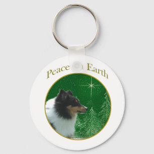 Shetland Sheepdog Peace Key Ring