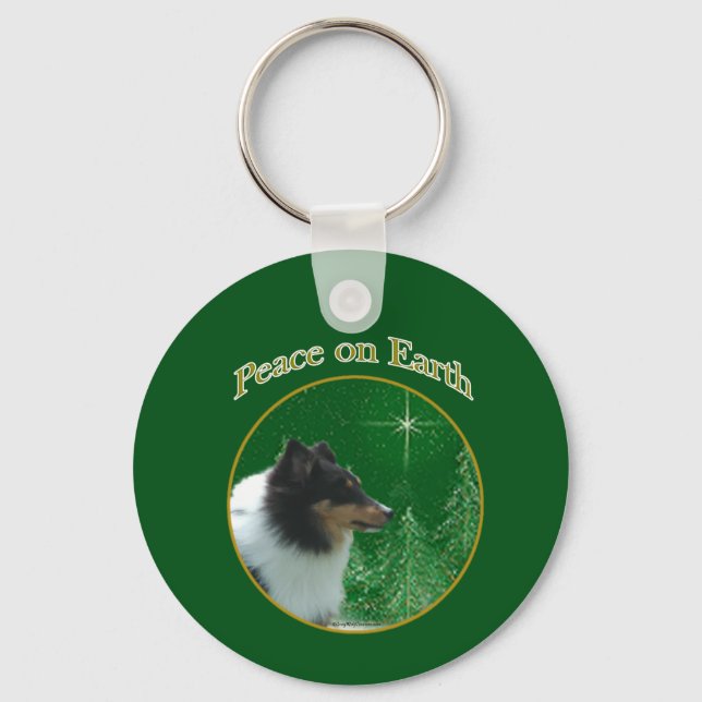 Shetland Sheepdog Peace Key Ring (Front)