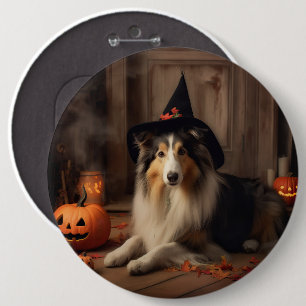 Shetland Sheepdog Pumpkins Halloween Scary  6 Cm Round Badge
