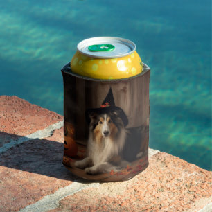 Shetland Sheepdog Pumpkins Halloween Scary  Can Cooler