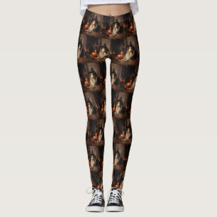 Shetland Sheepdog Pumpkins Halloween Scary  Leggings