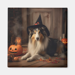 Shetland Sheepdog Pumpkins Halloween Scary  Magnet