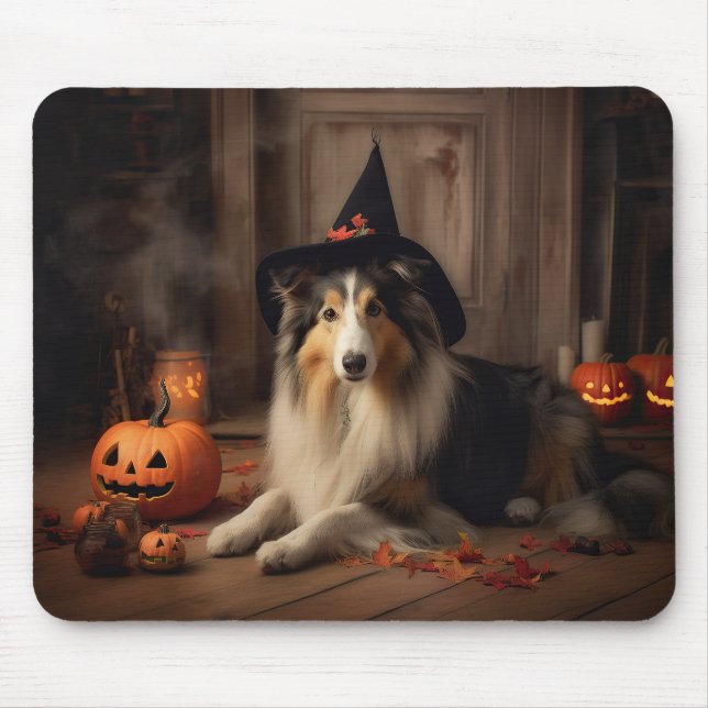 Shetland Sheepdog Pumpkins Halloween Scary  Mouse Pad (Front)