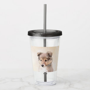 Shetland Sheepdog Puppy Painting Original Dog Art Acrylic Tumbler