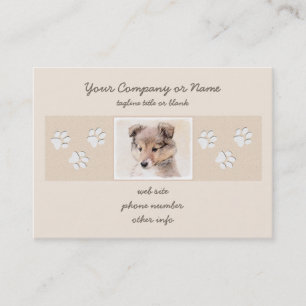 Shetland Sheepdog Puppy Painting Original Dog Art Business Card