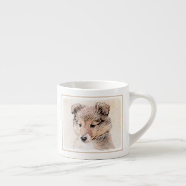 Shetland Sheepdog Puppy Painting Original Dog Art Espresso Cup (Right)
