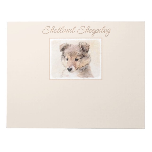 Shetland Sheepdog Puppy Painting Original Dog Art  Notepad (Front)
