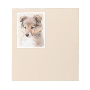Shetland Sheepdog Puppy Painting Original Dog Art Notepad