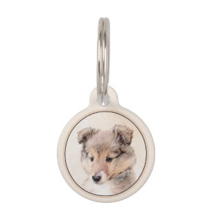 Shetland Sheepdog Puppy Painting Original Dog Art Pet Tag
