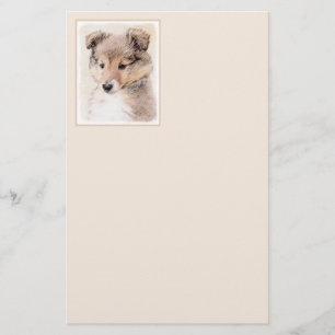 Shetland Sheepdog Puppy Painting Original Dog Art Stationery