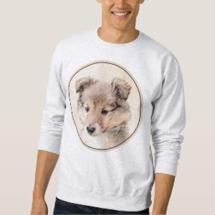Shetland Sheepdog Puppy Painting Original Dog Art Sweatshirt