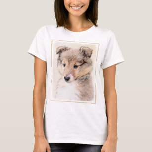 Shetland Sheepdog Puppy Painting Original Dog Art T-Shirt